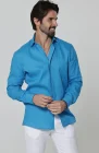 Deep Ocean Linen Bradford Shirt, White Verona Linen Pants