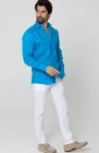 Deep Ocean Linen Bradford Shirt, White Verona Linen Pants