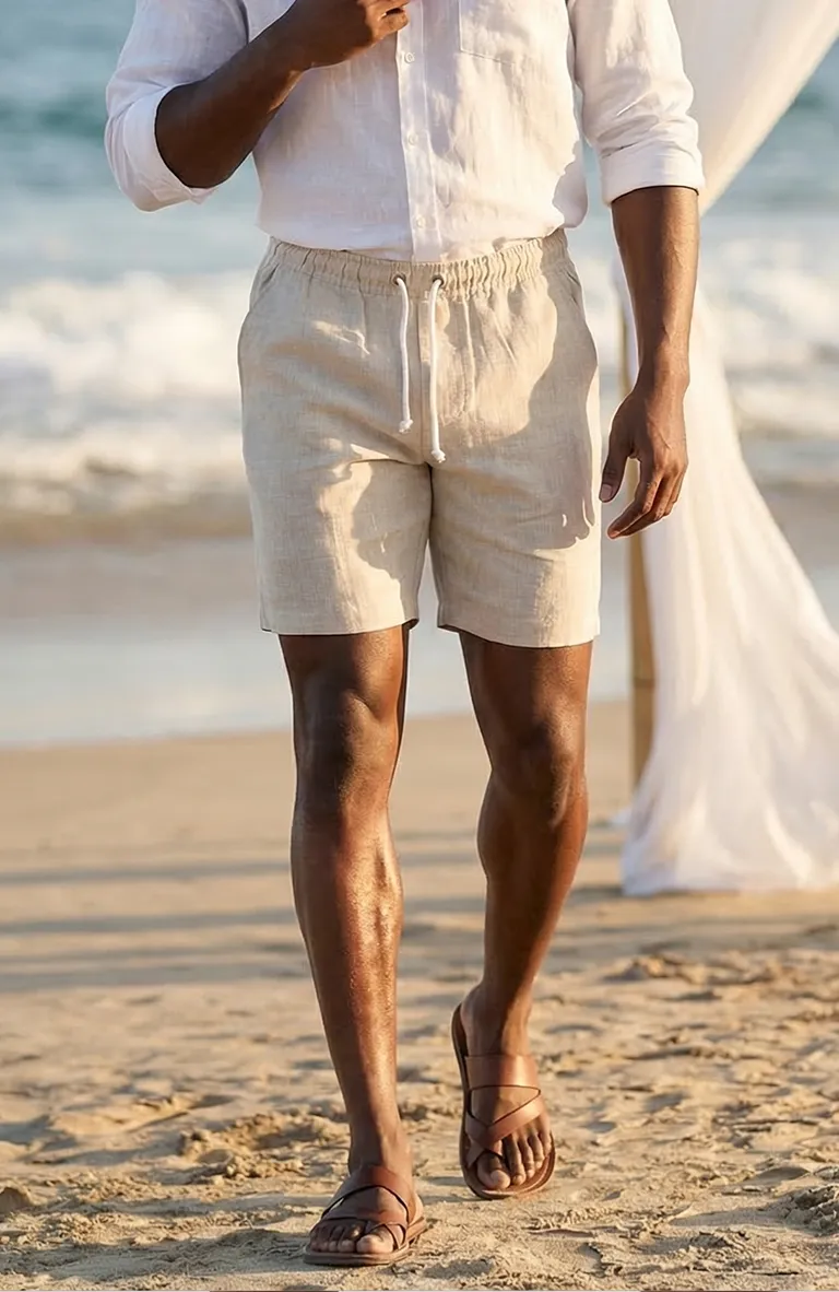 Veradero Drawstring Linen Shorts in Natural
