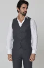 Monaco Vest in Charcoal, Charcoal Verona Pants, Bradford Linen Groom Shirt