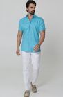Bradford Short Sleeve Linen Wedding Shirt in Malibu w/ White Verona Italian Linen Pants
