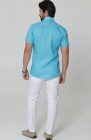 Bradford Short Sleeve Linen Wedding Shirt in Malibu w/ White Verona Italian Linen Pants