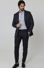 Dark Gray/Charcoal Monte Carlo Linen Suit Jacket, w/Dark Gray Charcoal Verona Pants and Bradford Italian Linen Shirt