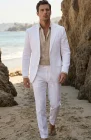 White Monte Carlo Suit with White Verona Pants and Beckford Shirt in Ecru