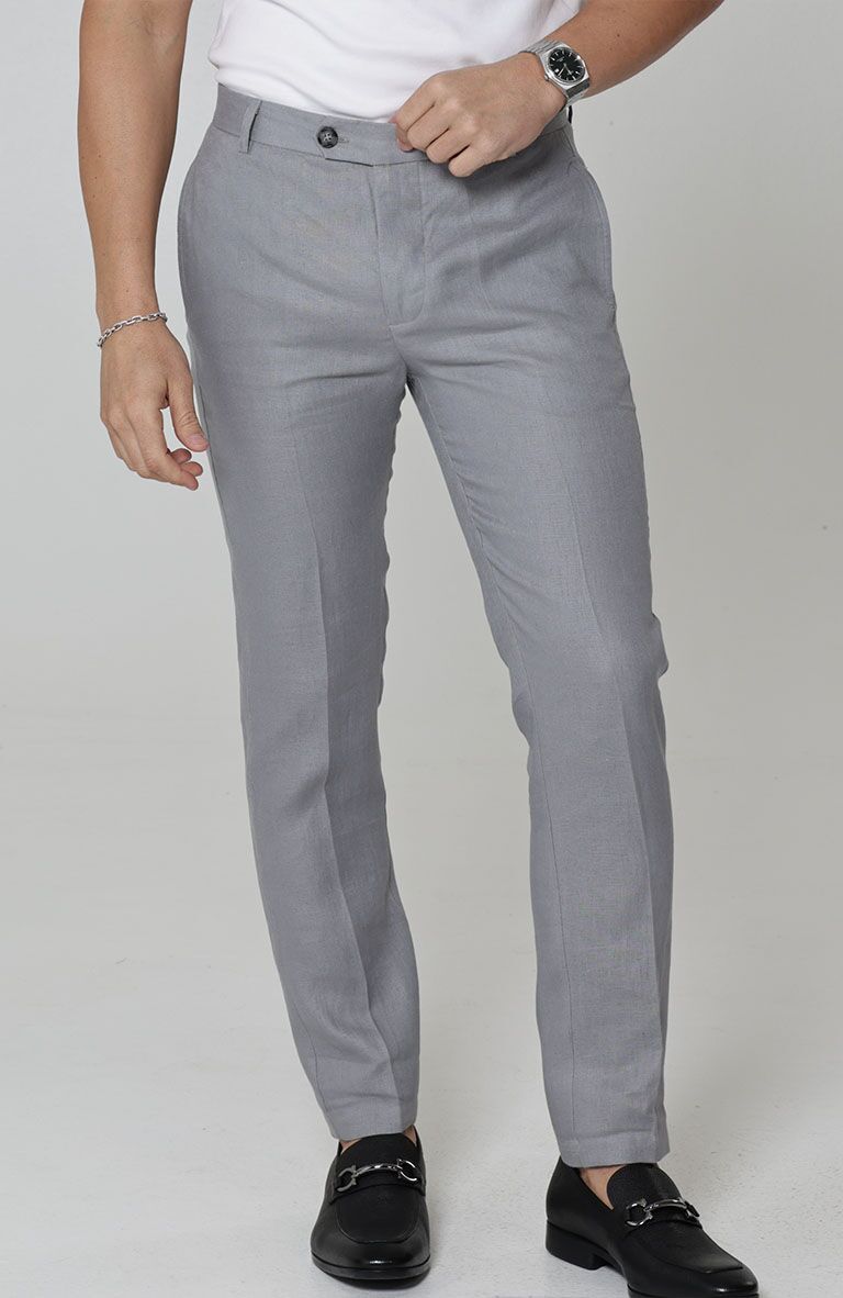 Men's Verona Linen Pants in Steel Gray