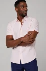 Soft Pink Linen Beckford Shirt w/ Soft Navy Velero Linen Drawstring Pants
