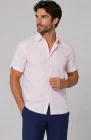 Soft Pink Linen Beckford Shirt w/ Soft Navy Velero Linen Drawstring Pants