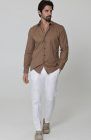 Beckford Men’s Vacation Linen Shirts in Carob with Verona Italian Linen Pants in White