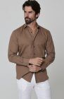 Beckford Men’s Vacation Linen Shirts in Carob with Verona Italian Linen Pants in White