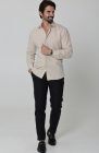 Beckford Linen Wedding Shirt in Ecru, with Black Linen Verona Pants