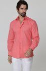 Beckford Men’s Casual Linen Shirts in Salmon with Italian Linen Pants in White
