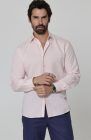 Beckford Men’s Linen Shirt Soft Pink with Velero Drawstring Linen Pants in Soft Navy