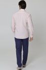 Beckford Men’s Linen Shirt Soft Pink with Velero Drawstring Linen Pants in Soft Navy