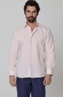 Beckford Men’s Linen Shirt Soft Pink with Velero Drawstring Linen Pants in Soft Navy