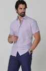 Violet Linen Beckford Shirt w/ Soft Navy Velero Linen Drawstring Pants