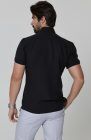 Beckford Breathable Linen Shirts Black with Italian Linen Pants in Blue Silver