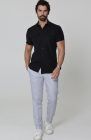 Beckford Breathable Linen Shirts Black with Italian Linen Pants in Blue Silver