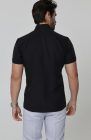Beckford Breathable Linen Shirts Black with Italian Linen Pants in Blue Silver