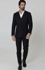 Black Monte Carlo Linen Suit Jacket w/ Black Verona Pants and White Bradford Linen Groom Shirt