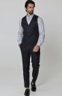 Monaco Linen Vest for Wedding Black