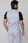 Monaco Men’s Luxury Linen Vest Blue Silver with Verona Italian Linen Pants in Blue Silver
