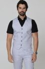 Monaco Men’s Luxury Linen Vest Blue Silver with Verona Italian Linen Pants in Blue Silver