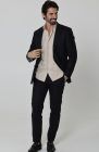 Black Monte Carlo Linen Suit Jacket, w/ Black Verona Pants and Ecru Beckford Italian Linen Shirt