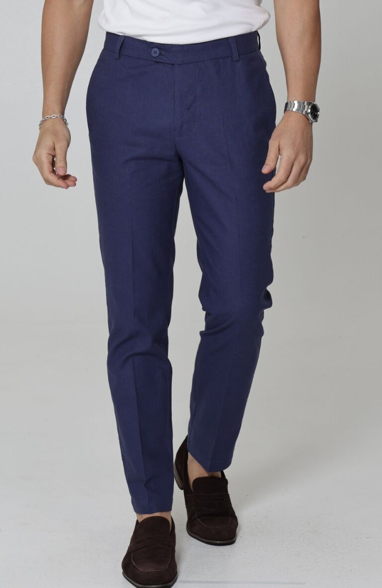 Men's Verona Linen Pants in Soft Navy