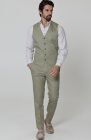 Monaco Men’s Linen Vest in Sage with Verona Italian Linen Pants in Sage