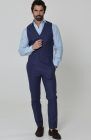 Monaco Men’s Linen Summer Vest Soft Navy with Verona Italian Linen Pants in Soft Navy