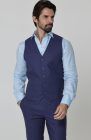 Monaco Men’s Linen Summer Vest Soft Navy with Verona Italian Linen Pants in Soft Navy and Ice Blue Bradford