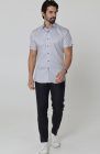 Beckford Men’s Vacation Linen Shirts Blue Silver with Black Italian Linen Pants