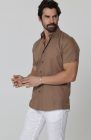 Beckford Men’s Vacation Linen Shirts in Carob with Verona Italian Linen Pants in White