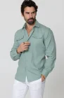Beckford Pocketed Linen Shirt in Hunter Green with Men's White Verona Pants