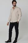 Beckford Linen Wedding Shirt in Ecru, with Black Linen Verona Pants
