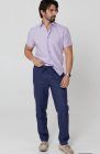 Violet Linen Beckford Shirt w/ Soft Navy Velero Linen Drawstring Pants