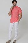 Beckford Men’s Short Sleeve Casual Linen Shirt in Salmon