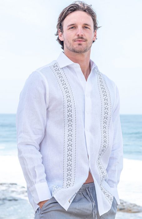 Colima Embroidered Linen Guayabera Shirt | Wedding Tropics